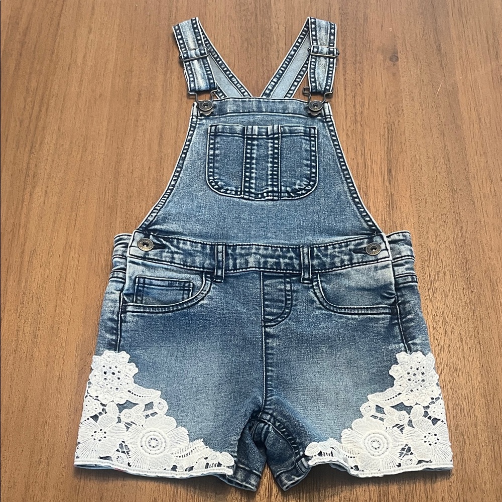 Blue Jean Overalls with Lace Accents